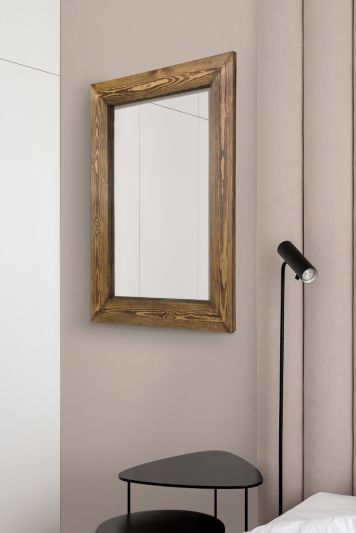 Farmhouse Dark Natural Wood Wall Mirror 93 x 68 CM