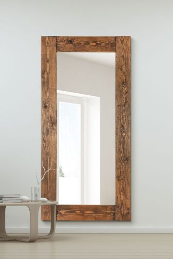 Farmhouse Dark Natural Wood Full Length Mirror 179 x 87 CM