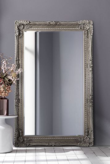 Carved Louis Silver Large Leaner Mirror 179 x 118 CM