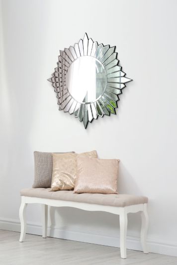 Sunburst All Glass Modern Design Round Mirror 80 x 80 CM