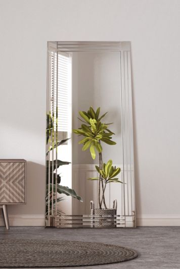 Milton All Glass Bevelled Square Corner Full Length Mirror 174 x 85 CM