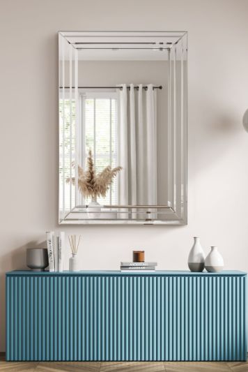 Langley All Glass Modern Bevelled Large Dress Mirror 120 x 80 CM