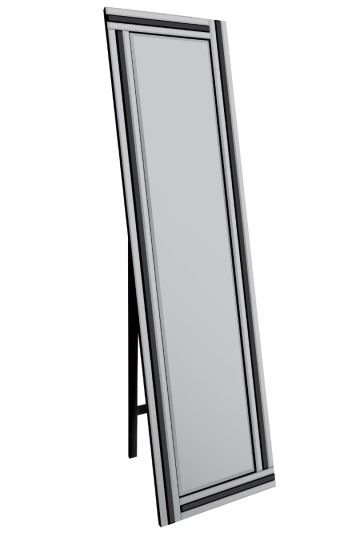 New Triple Bevel Large Venetian Cheval Free Standing Black And Mirror 5Ft X 1Ft3 (150 X 40cm)