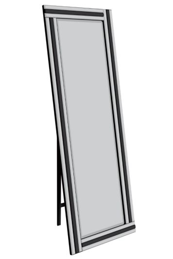 Dalton Black and Mirror Triple Bevel Free Standing Cheval Dress Mirror 5ft7 x 1ft11 170cm x 58cm