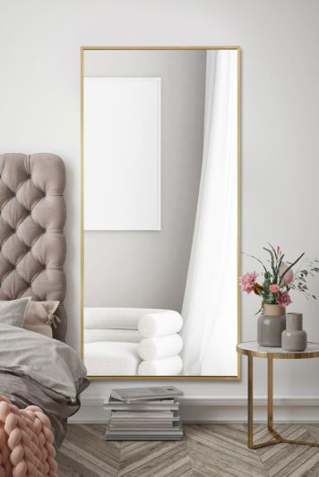 The Artus - Gold Aluminium Edged Wall Leaner Mirror 68" X 33" (174CM X 85CM)