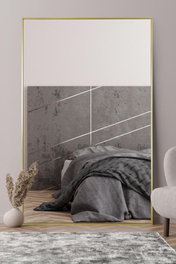 The Artus - Gold Aluminium Edged Wall Leaner Mirror 68" X 43" (174CM X 110CM)