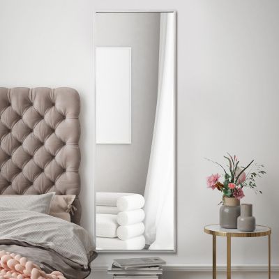 The Artus - Silver Aluminium Edged Wall Leaner Mirror 47" X 16" (120CM X 40CM)