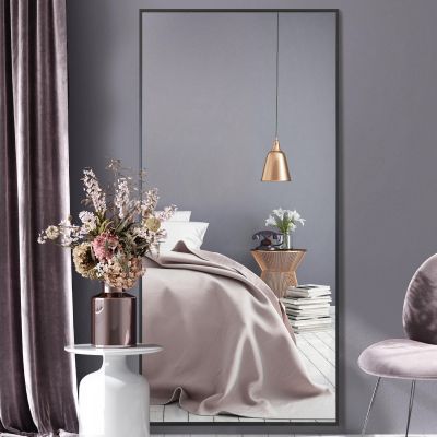 The Artus - Black Aluminium Edged Wall Leaner Mirror 68" X 33" (174CM X 85CM)