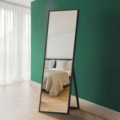 The Artus - Black Aluminium Edged Cheval Mirror 67" X 23" (170CM X 58CM)