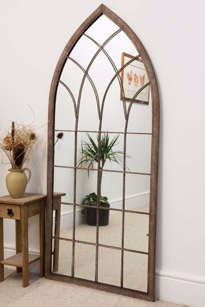 Large Metal Arched Home & Garden Outdoor Mirror 5ft6 x 2ft6 169 x 75cm ...