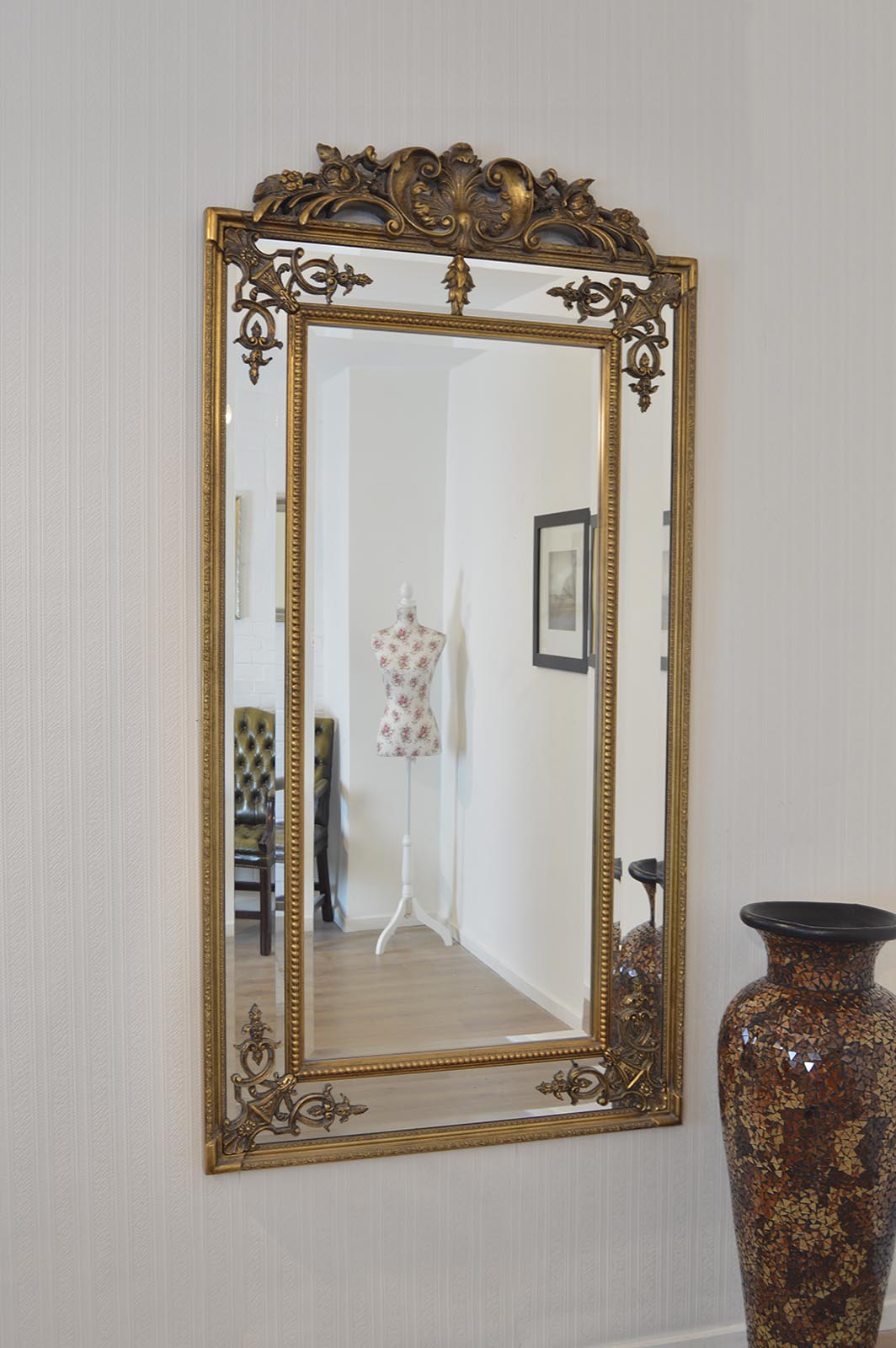 Large Gold Ornate Antique Design Wall Mounted Mirror New 6Ft X 3Ft 183cm X 92cm 5055781800078 | EBay