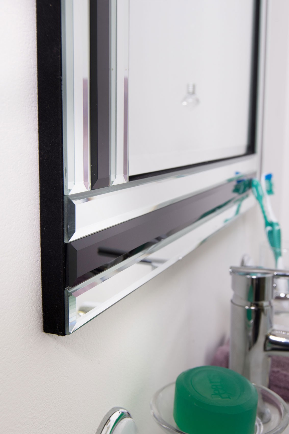 Large Black And Silver Triple Edge Bathroom Wall Mirror ...